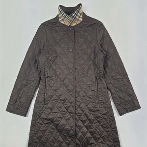Burberry Quilted Women's Nova Check Lining brown Long Jacket Size XXS-XS